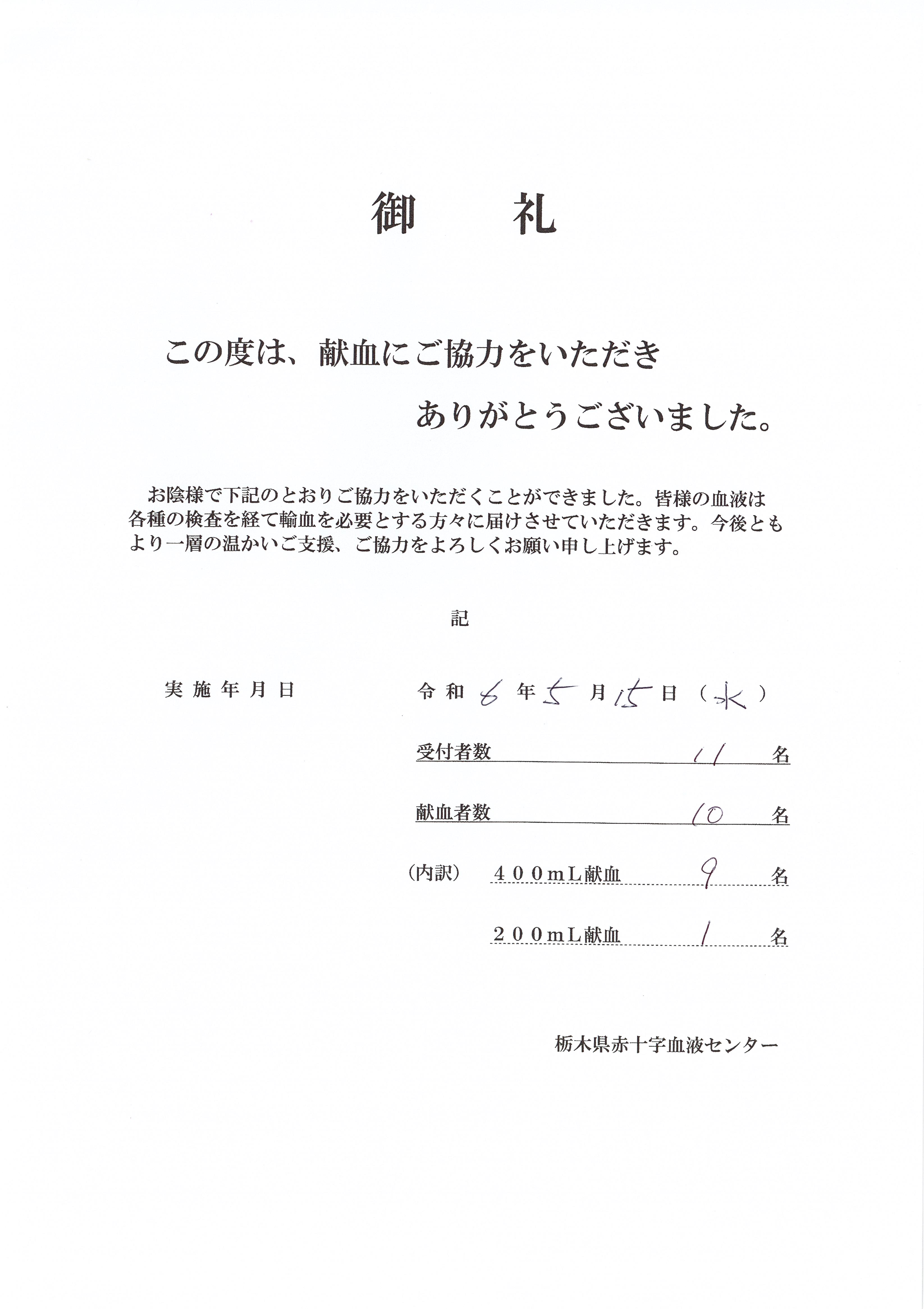 令和6年度　献血